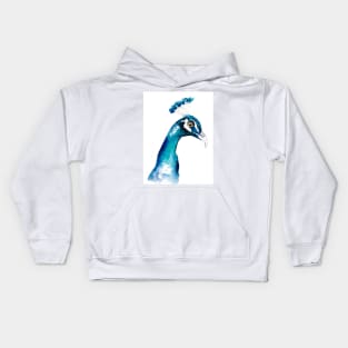 Head of blue peacock Kids Hoodie